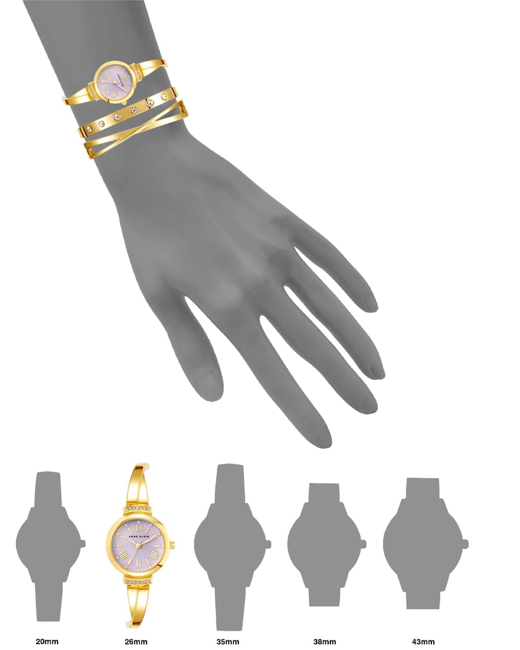 Anne Klein Women's Premium Crystal Accented Bangle Watch Set, AK/2245