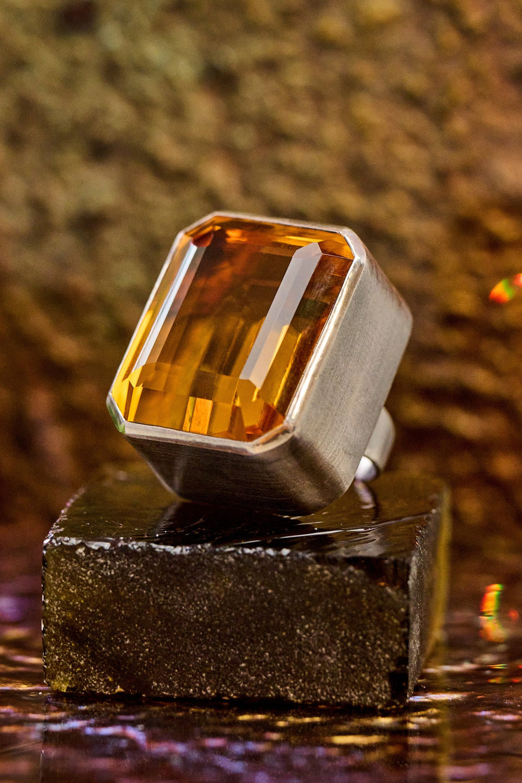 Square Goliath Ring in Golden (Silver)