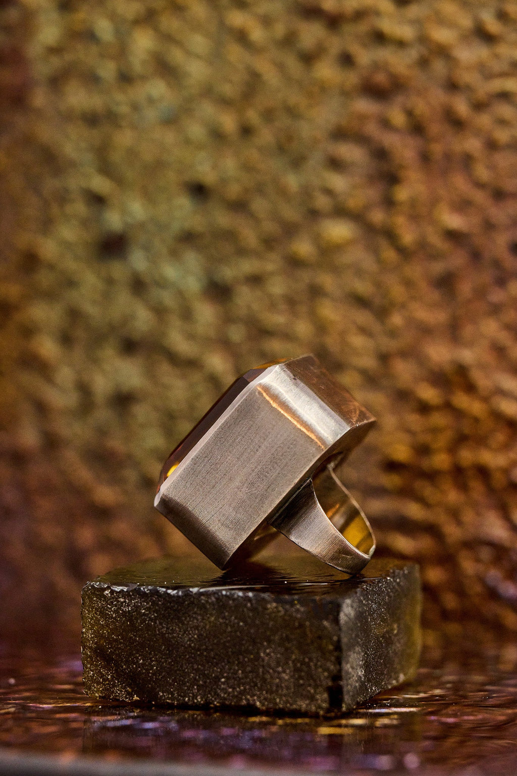 Square Goliath Ring in Golden (Silver)